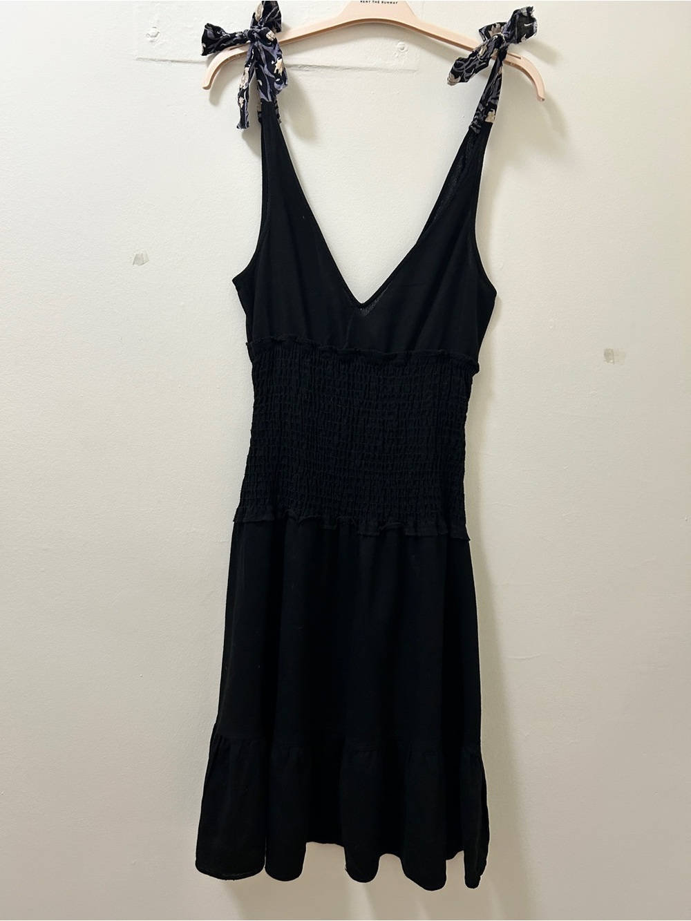 Free People Sleeveless Black Smocked-Waist Midi Dress
